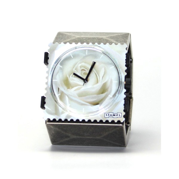 Bracelet élastique de montre Stamps belta métal argent vintage