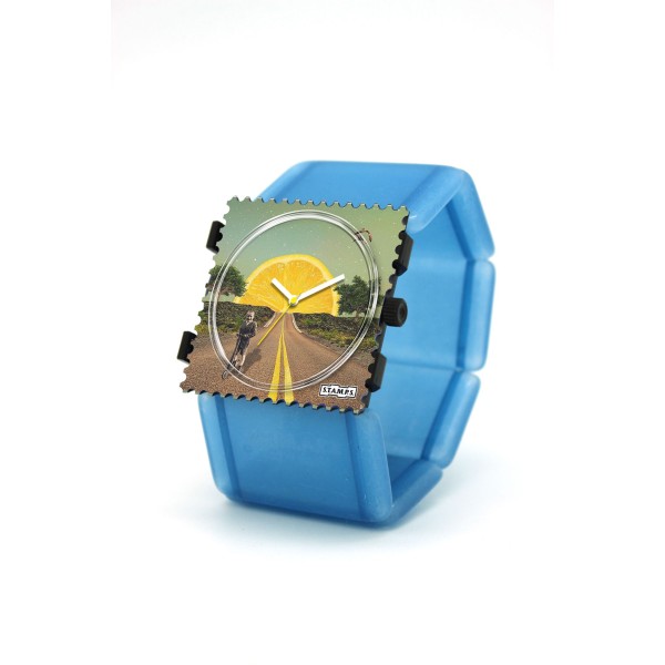 Montre Stamps bracelet de montre belta Stamps belta batik bleu élastique