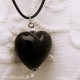 Collier fantaisie Murano lien noir 50cm coeur noir opaque