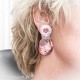Boucles d'oreilles clips rose estampes Patchwork