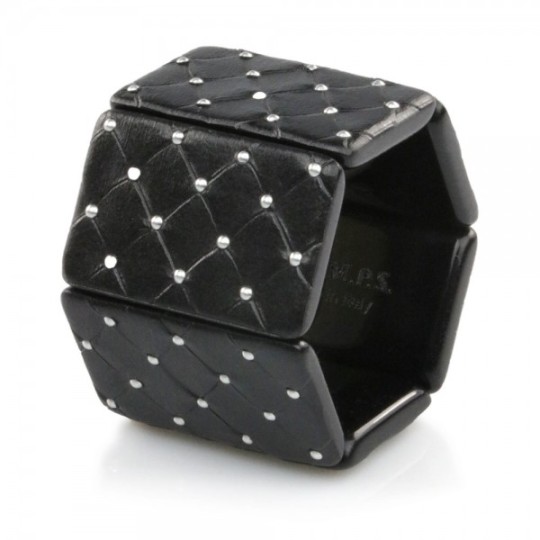Bracelet élastique de montre Stamps Belta Royal Black Noir et Argent